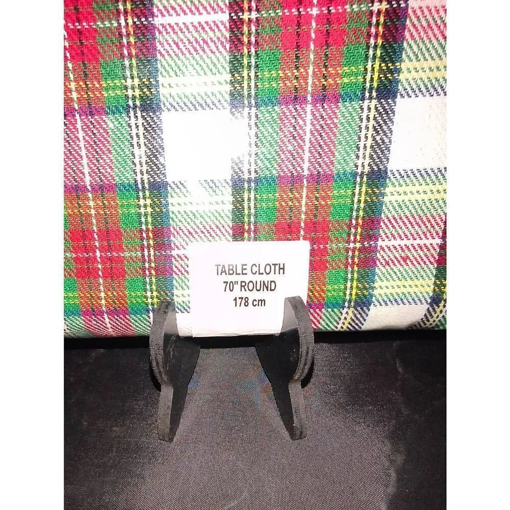 Stewart Tartan Plaid Tablecloth Round 70” NIP CHRISTMAS Red (178 CM) Modern Sout